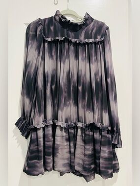 TOCCIN x RTR Tie-Dye Baby Doll Gray/Black Dress Size 10 zipper back
